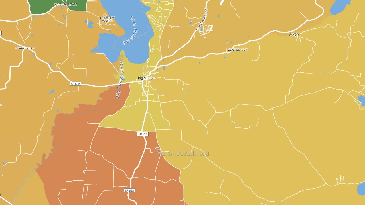 Big Sandy, TN Map of Vandalism Rates