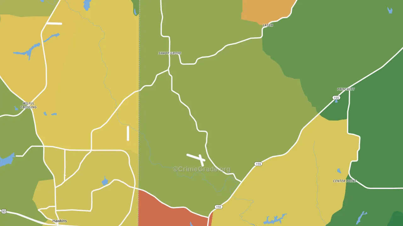 Big Sandy, TX Map of Vandalism Rates