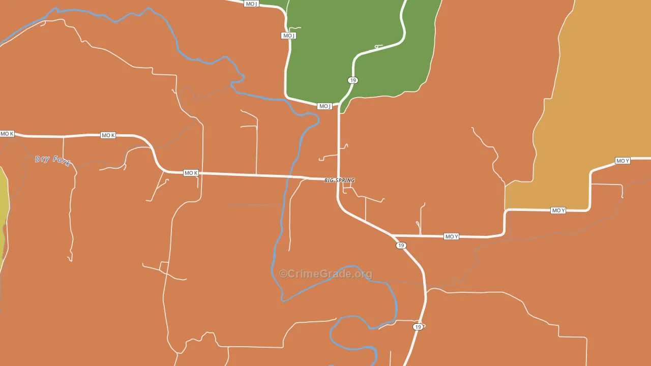 Big Spring, MO Map of Vandalism Rates