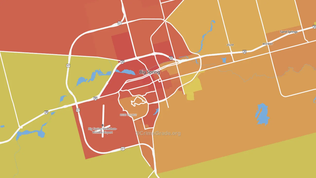 Big Spring, TX Map of Vandalism Rates