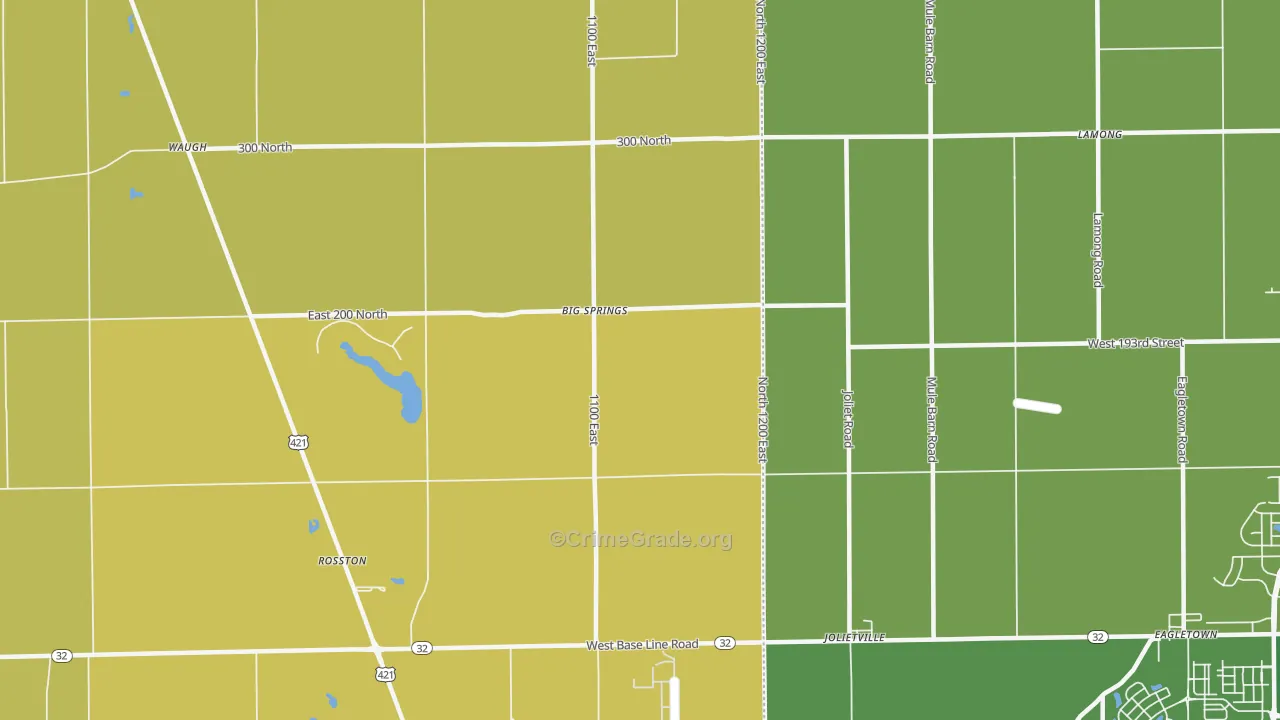 Big Springs, IN Map of Vandalism Rates