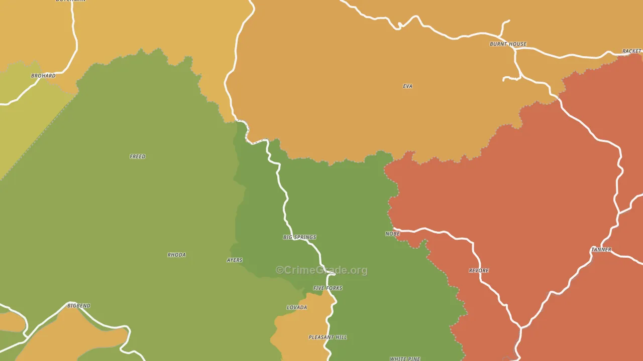 Big Springs, WV Map of Vandalism Rates