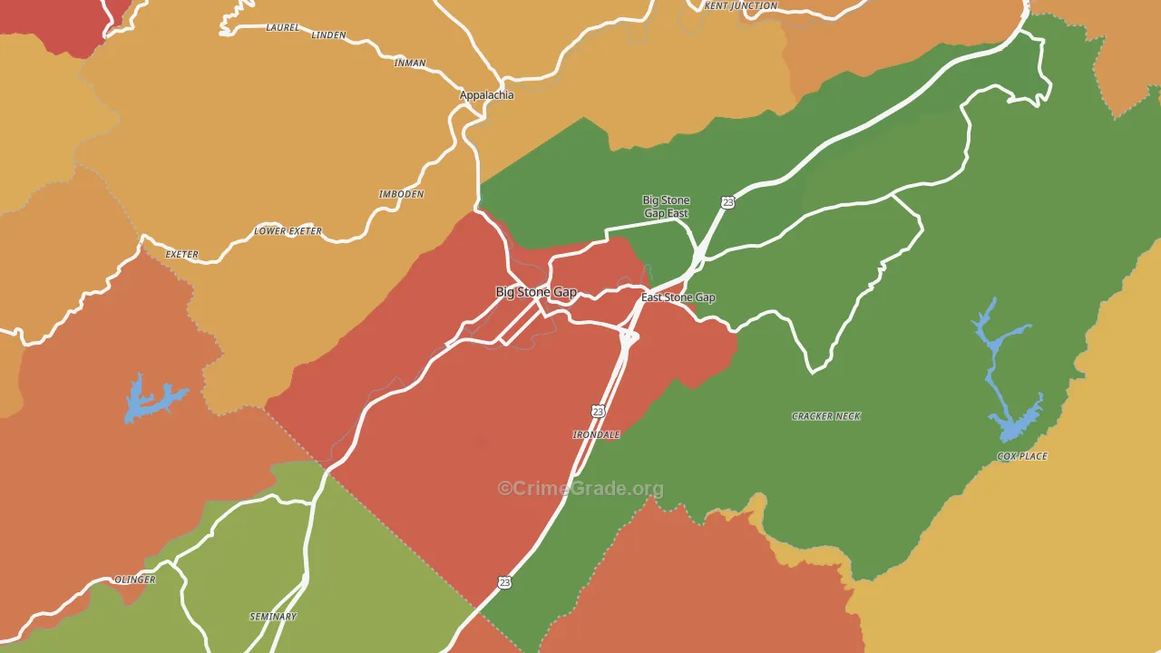 Big Stone Gap, VA Map of Vandalism Rates