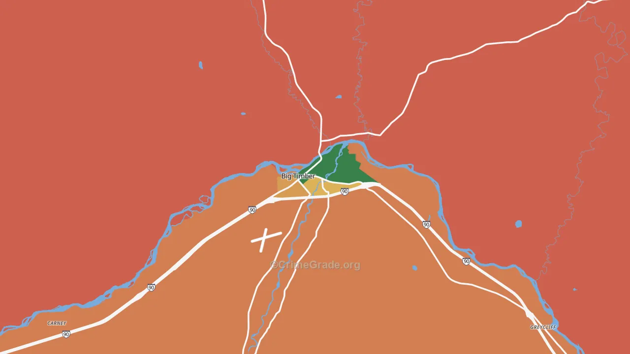 Big Timber, MT Map of Vandalism Rates