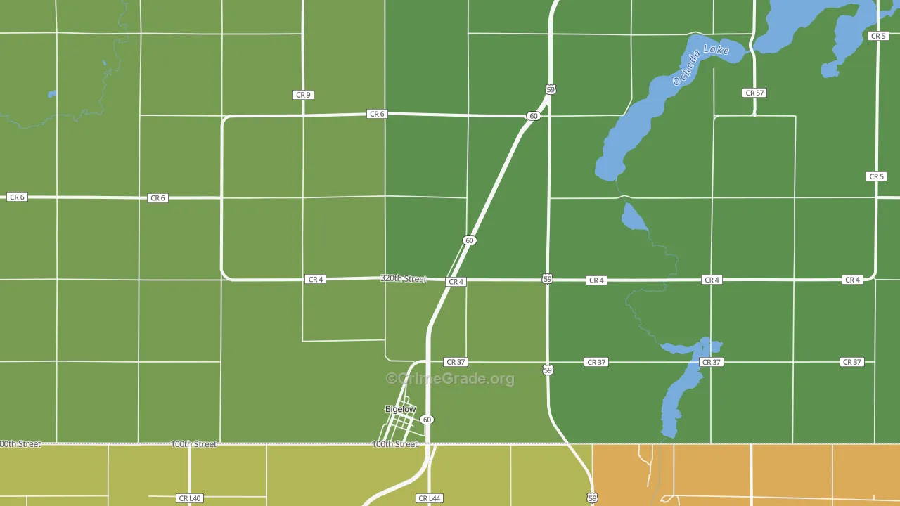 Bigelow, MN Map of Vandalism Rates