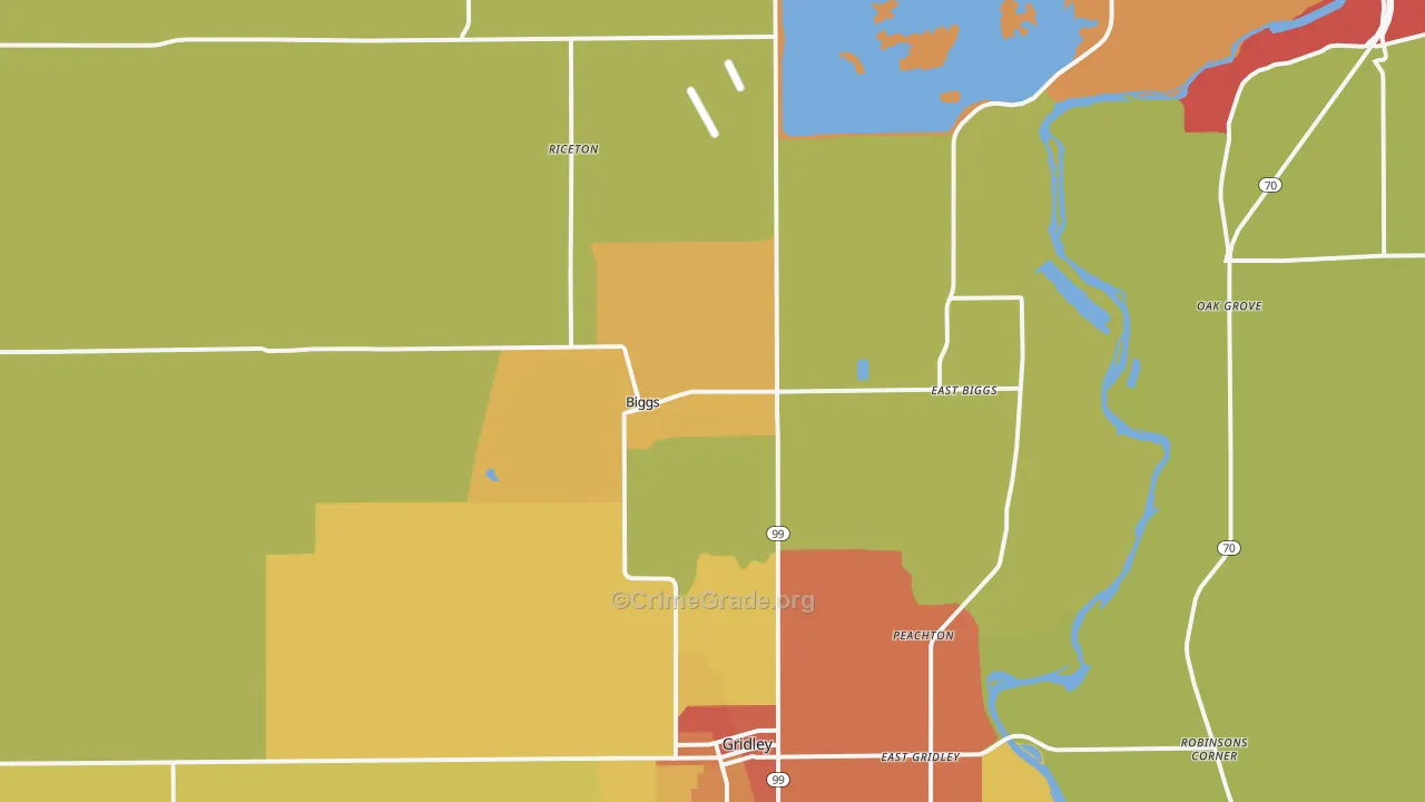 Biggs, CA Map of Vandalism Rates