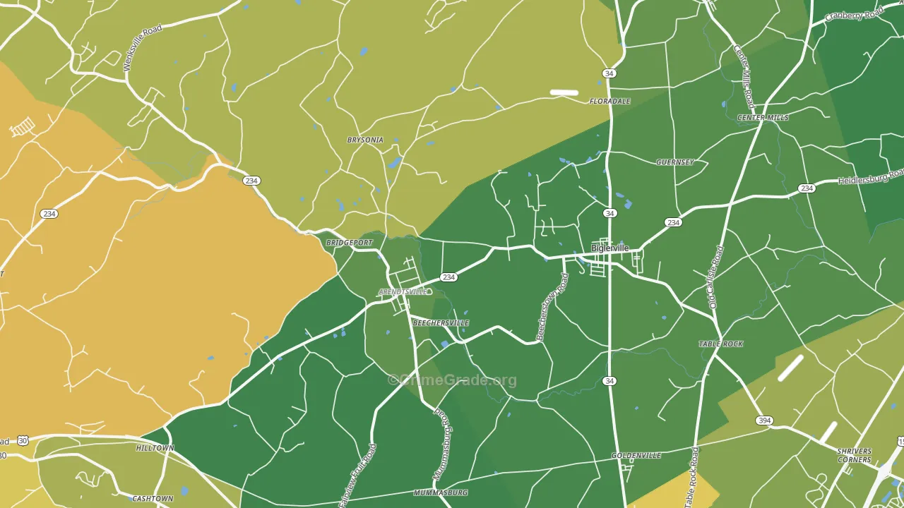 Biglerville, PA Map of Vandalism Rates
