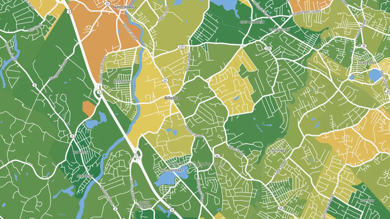 Billerica, MA Map of Vandalism Rates