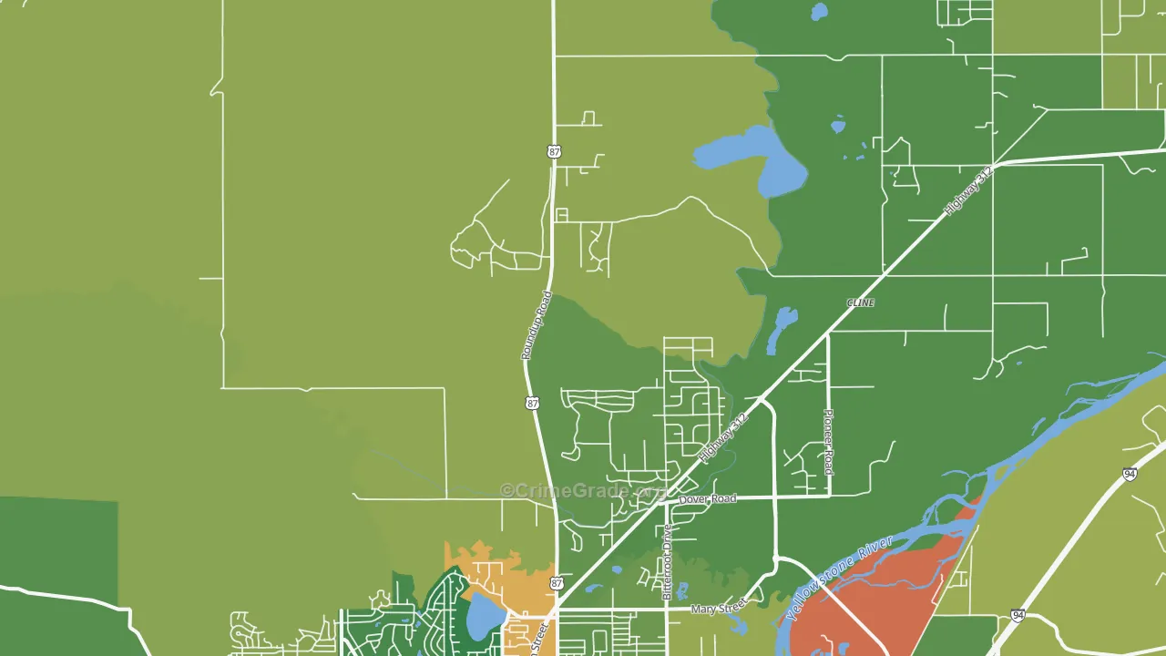 Billings Heights, MT Map of Vandalism Rates