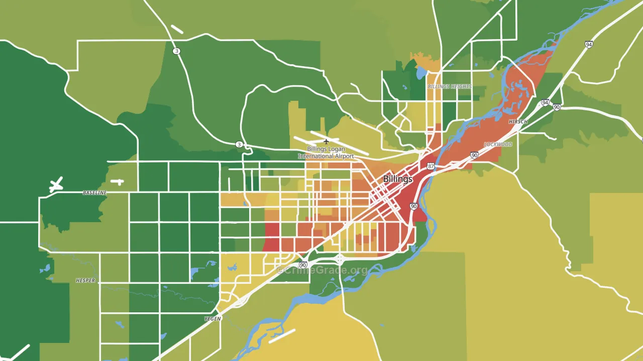 Billings, MT Map of Vandalism Rates