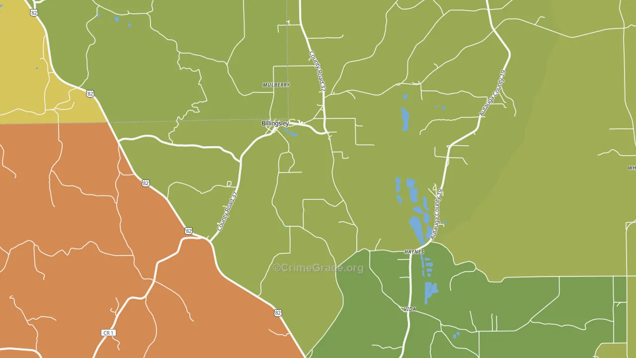 Billingsley, AL Map of Vandalism Rates