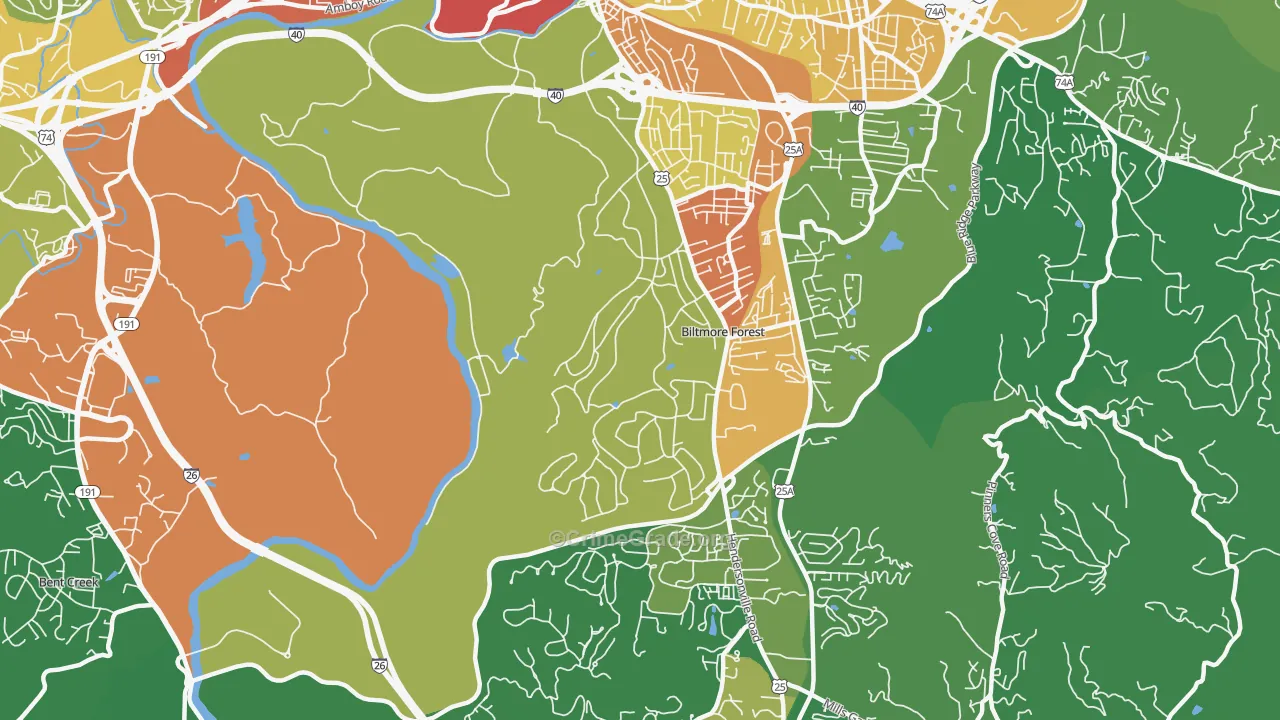 Biltmore Forest, NC Map of Vandalism Rates