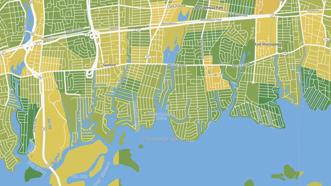 Biltmore Shores, Massapequa, NY Map of Vandalism Rates