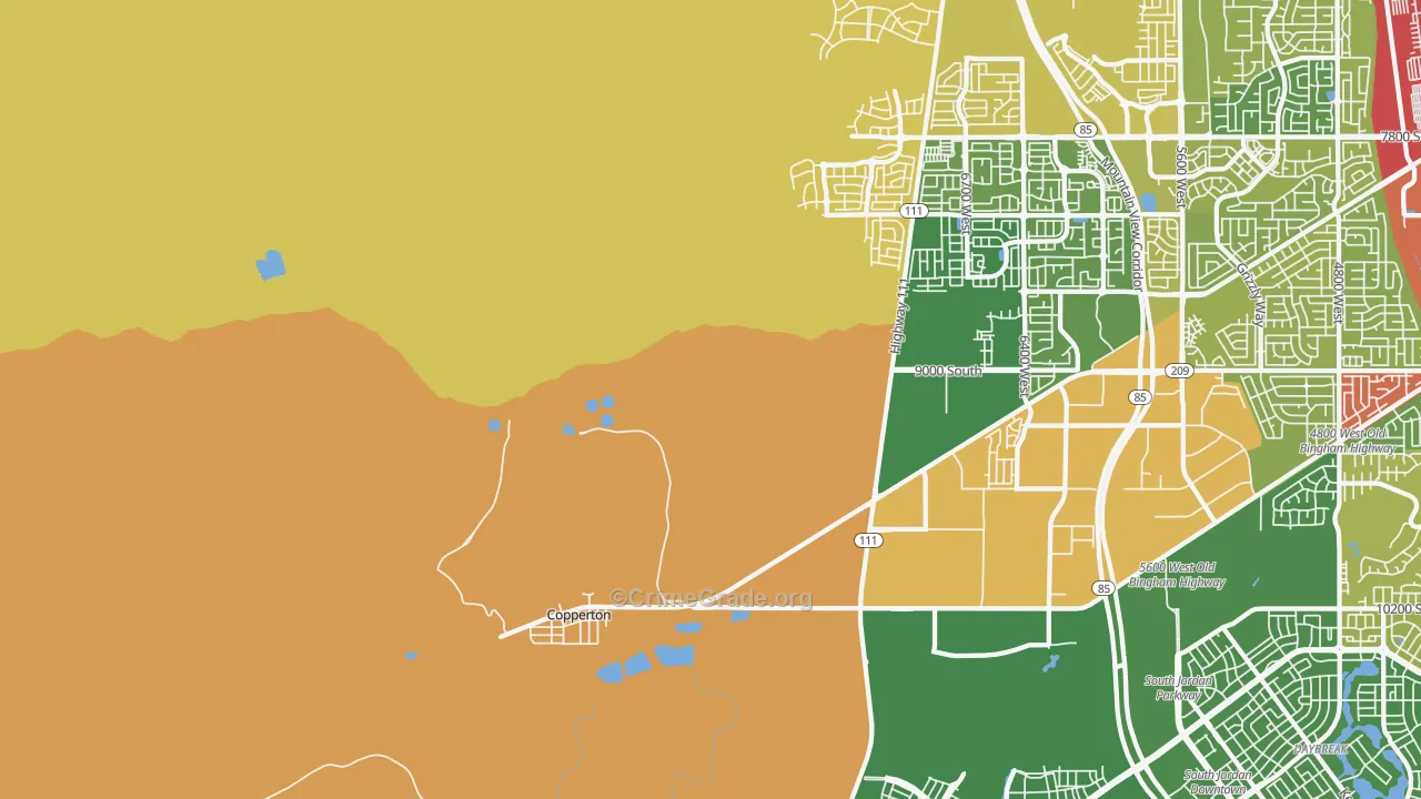 Bingham Canyon, UT Map of Vandalism Rates