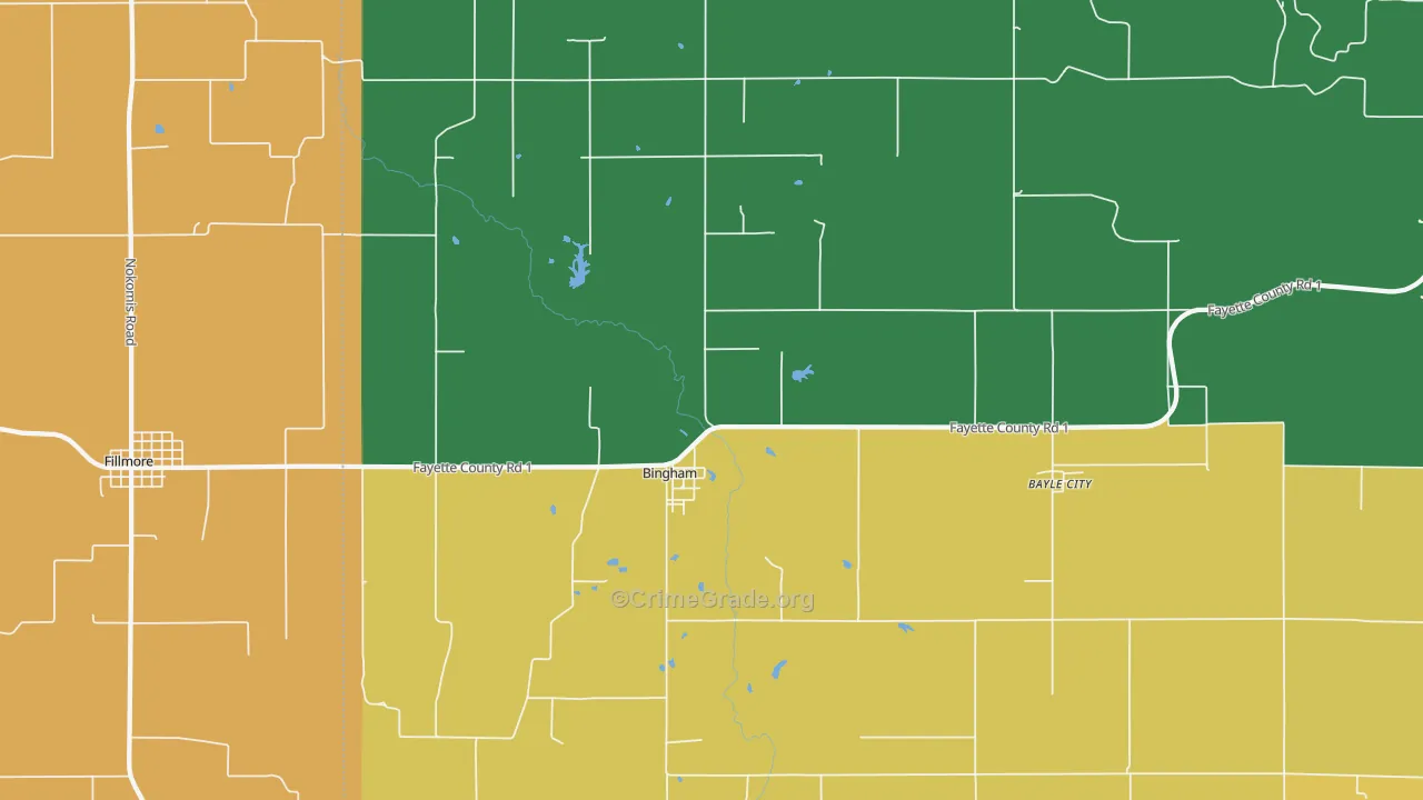 Bingham, IL Map of Vandalism Rates