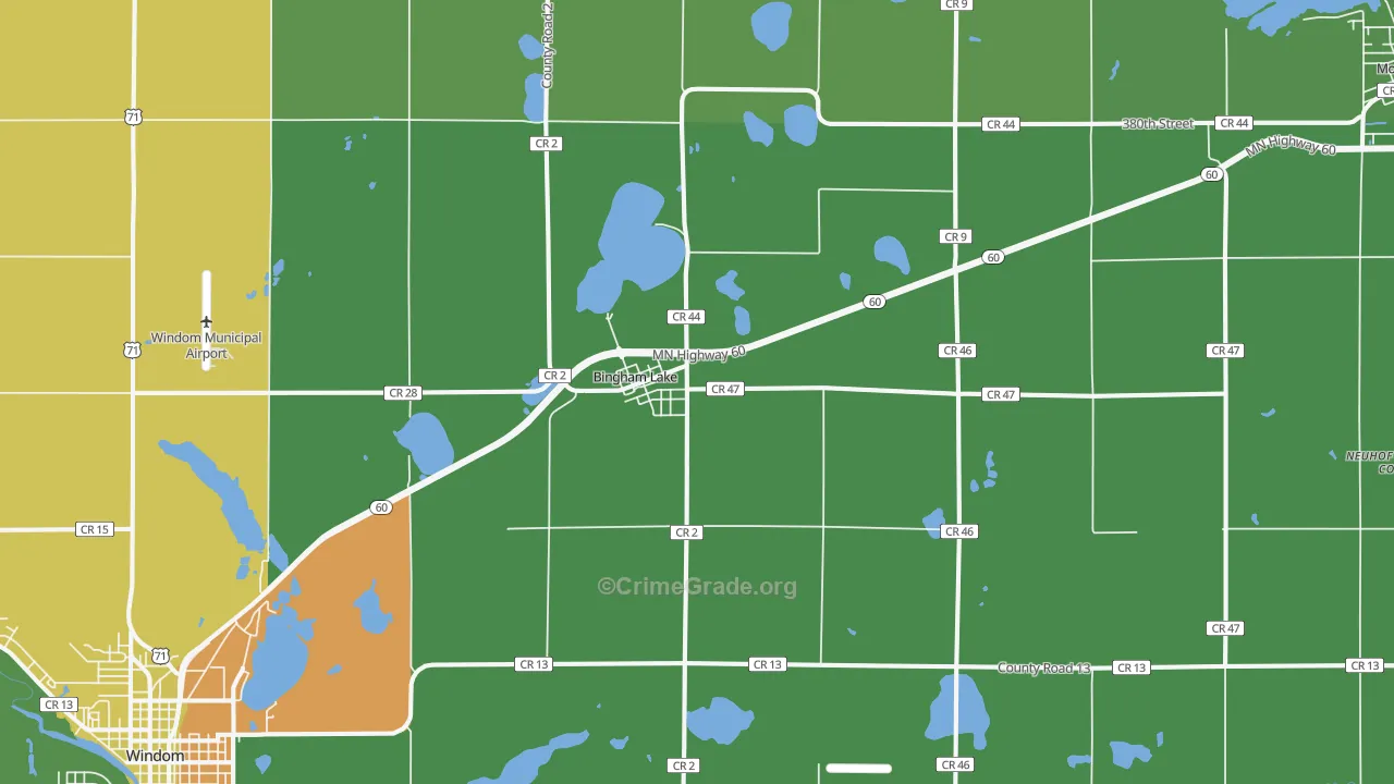 Bingham Lake, MN Map of Vandalism Rates