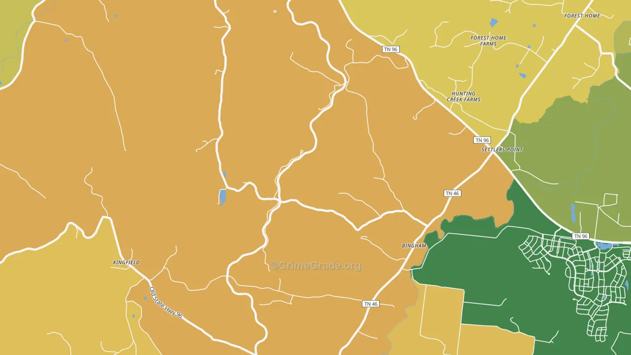 Bingham, TN Map of Vandalism Rates