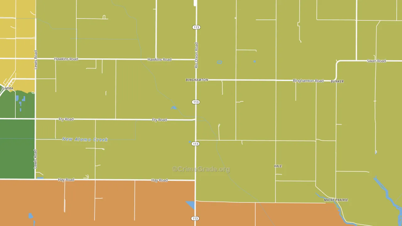 Binghamton, CA Map of Vandalism Rates