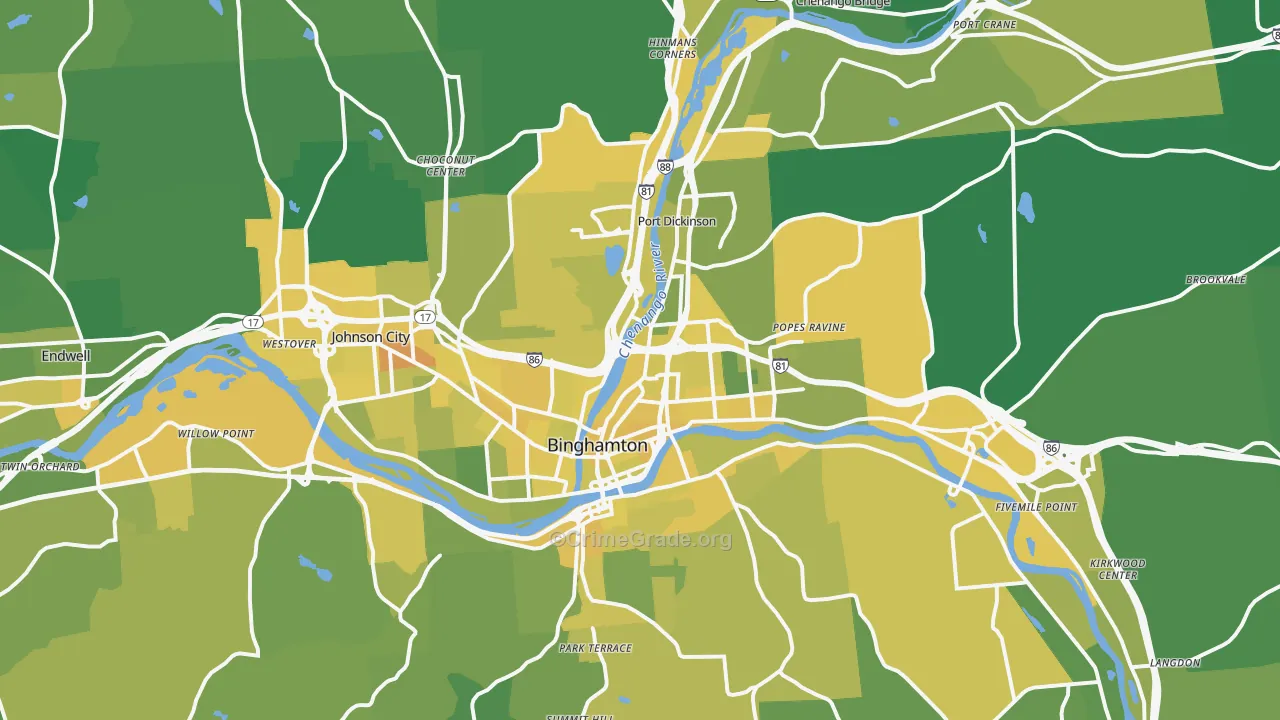 Binghamton, NY Map of Vandalism Rates