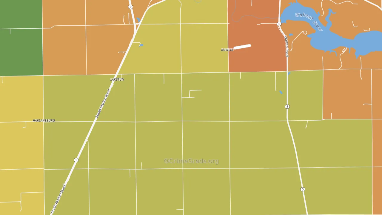 Bippus, IN Map of Vandalism Rates