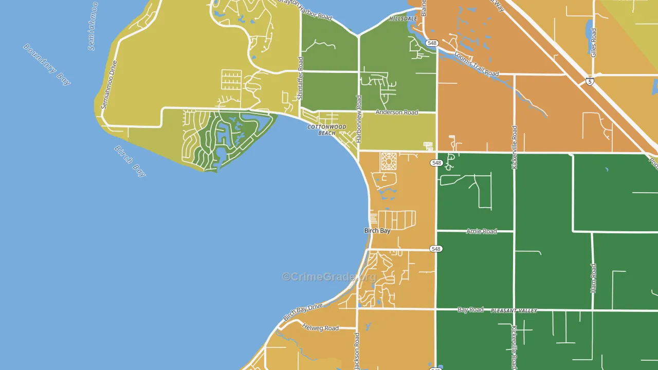 Birch Bay, WA Map of Vandalism Rates