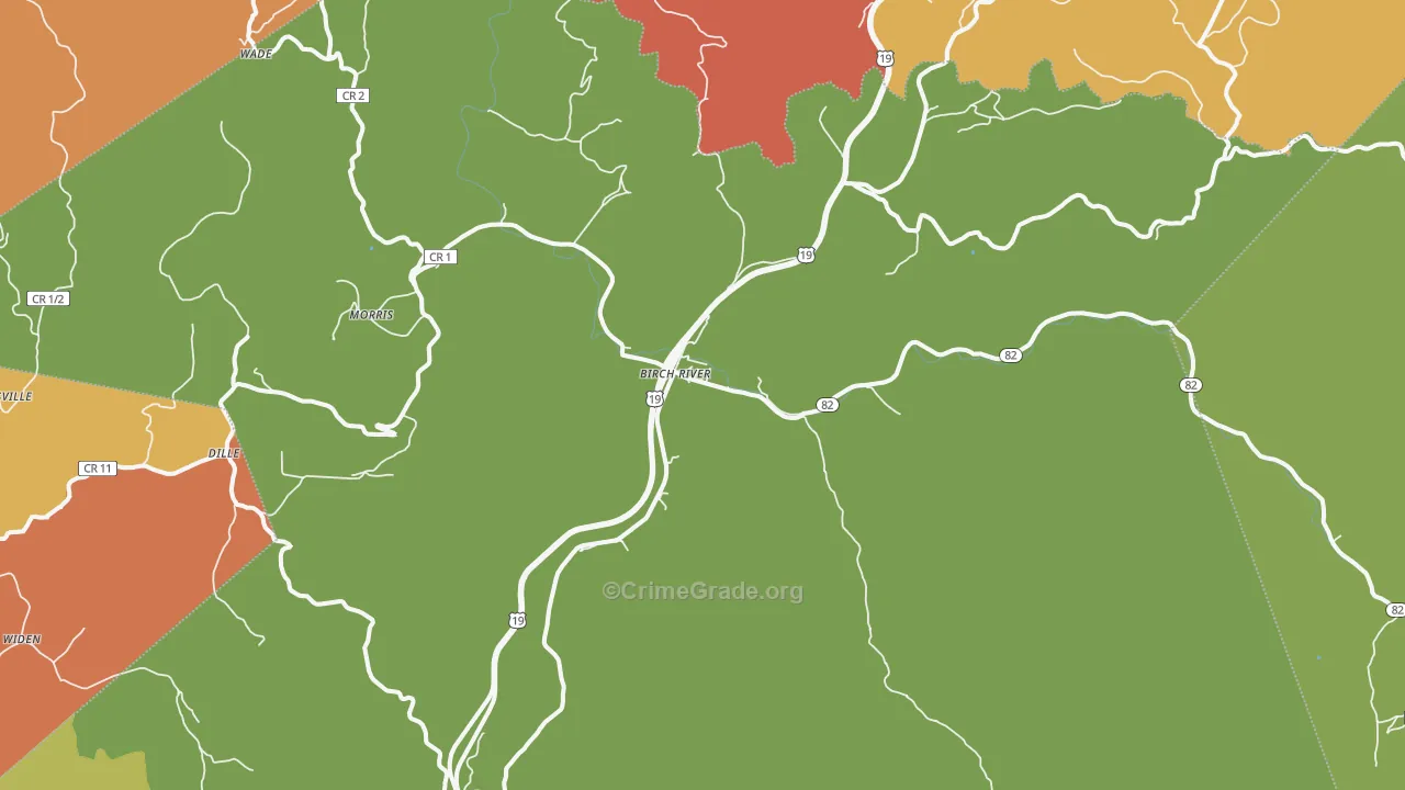 Birch River, WV Map of Vandalism Rates