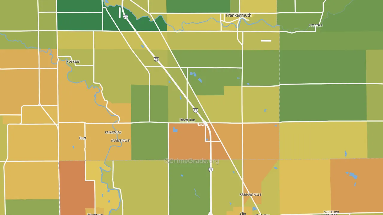Birch Run, MI Map of Vandalism Rates
