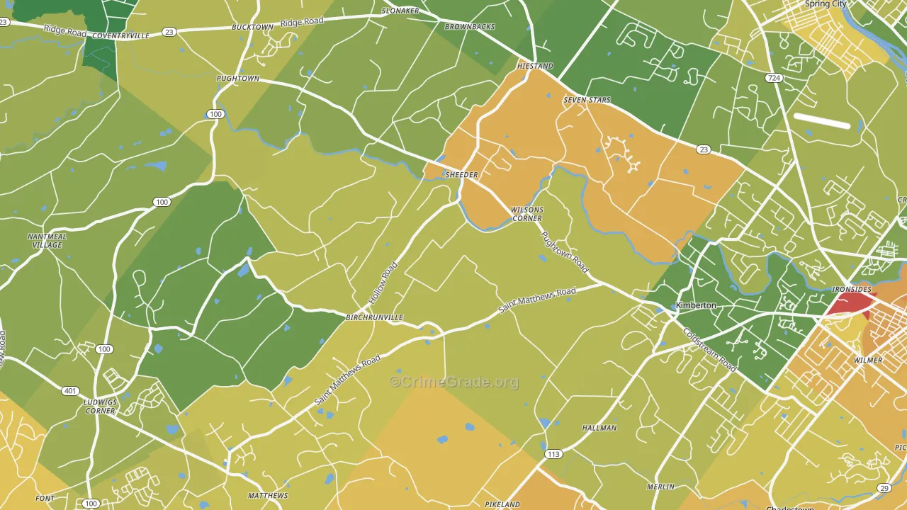 Birchrunville, PA Map of Vandalism Rates