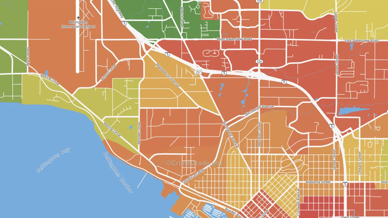 Birchwood, Bellingham, WA Map of Vandalism Rates