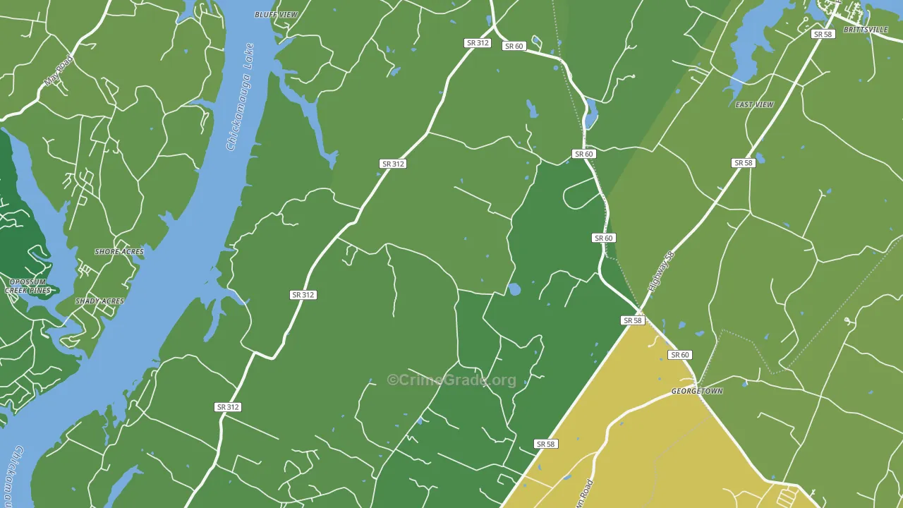 Birchwood, TN Map of Vandalism Rates