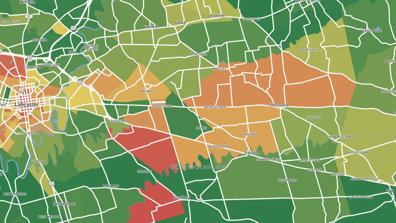 Bird-in-Hand, PA Map of Vandalism Rates