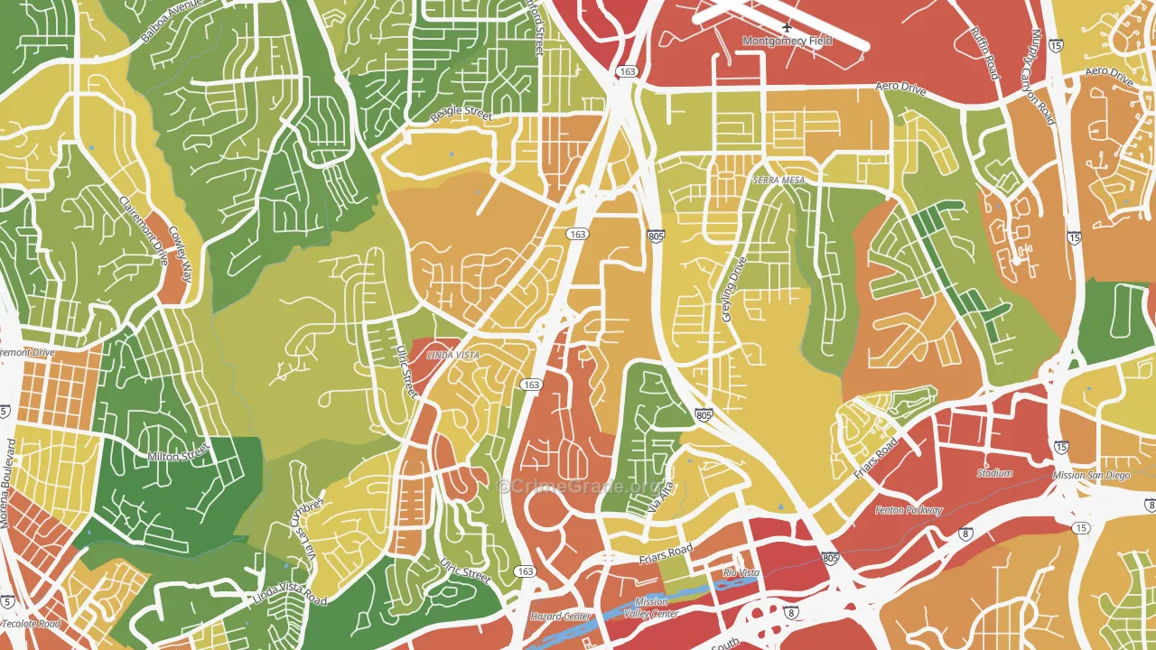 Bird Land, San Diego, CA Map of Vandalism Rates