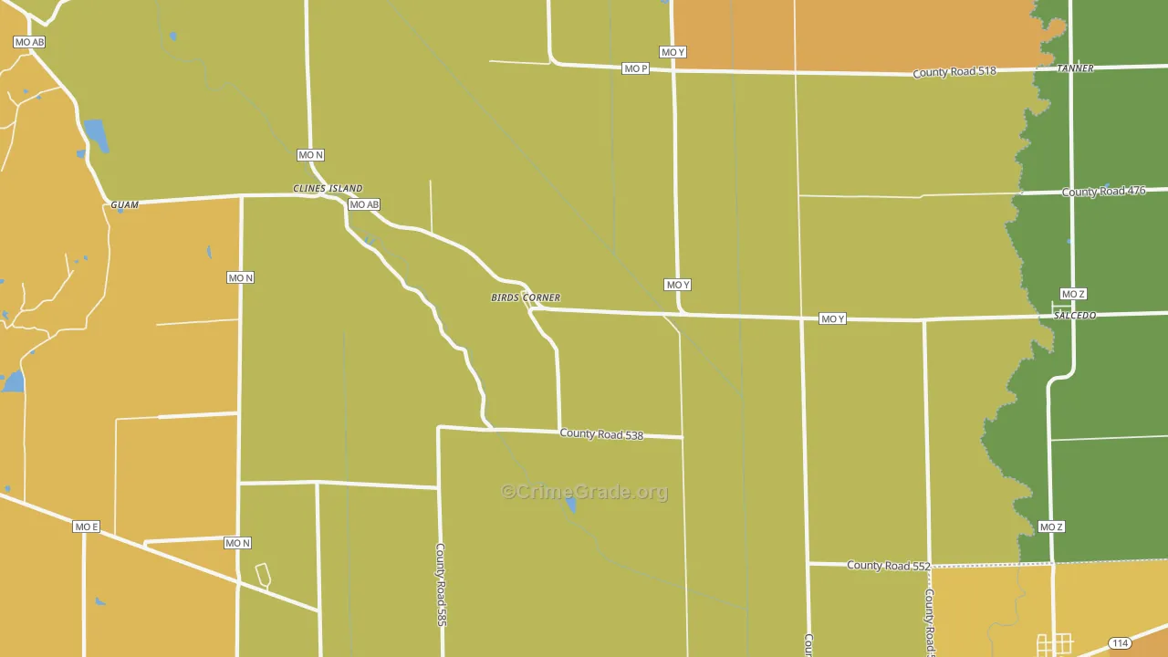 Birds Corner, MO Map of Vandalism Rates