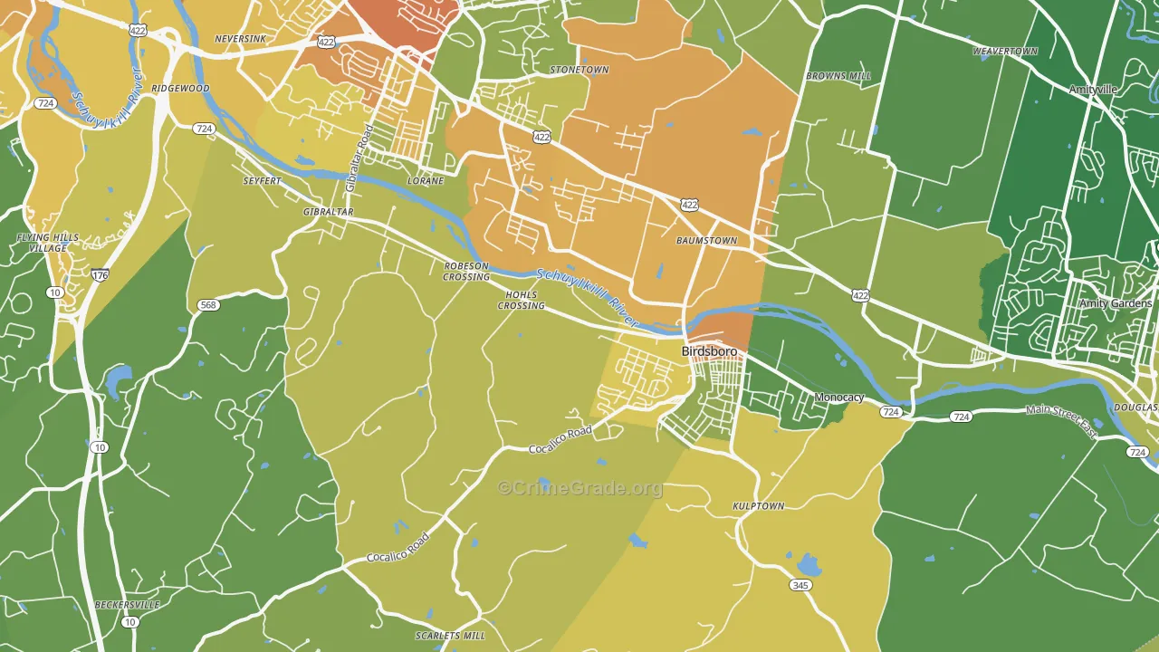 Birdsboro, PA Map of Vandalism Rates