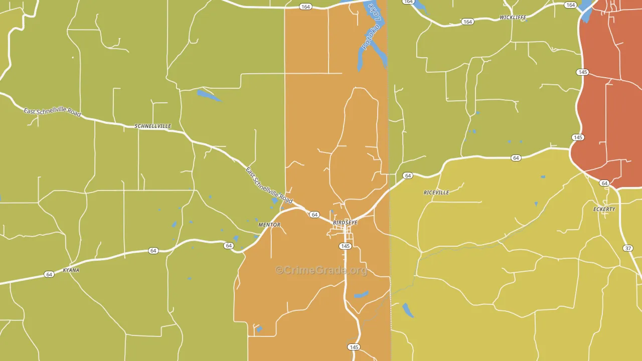 Birdseye, IN Map of Vandalism Rates