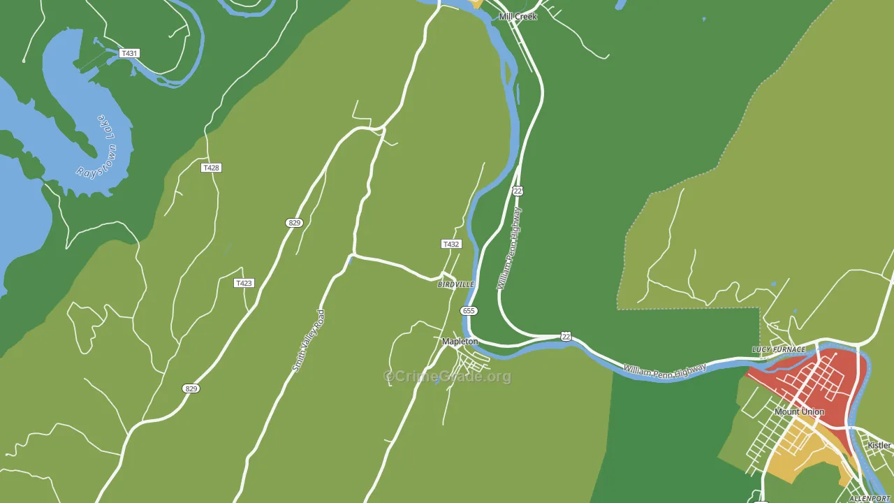 Birdville, PA Map of Vandalism Rates