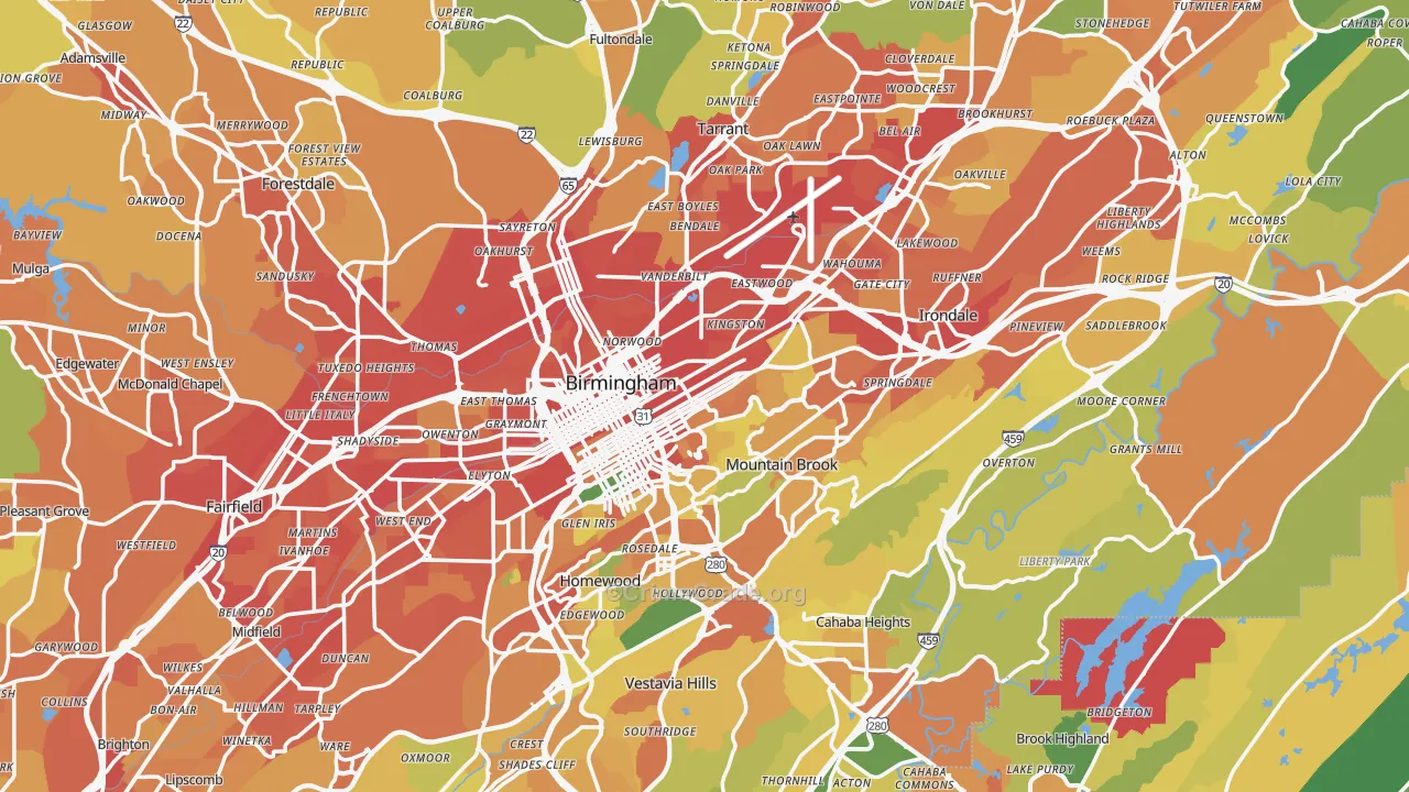 Birmingham, AL Map of Vandalism Rates