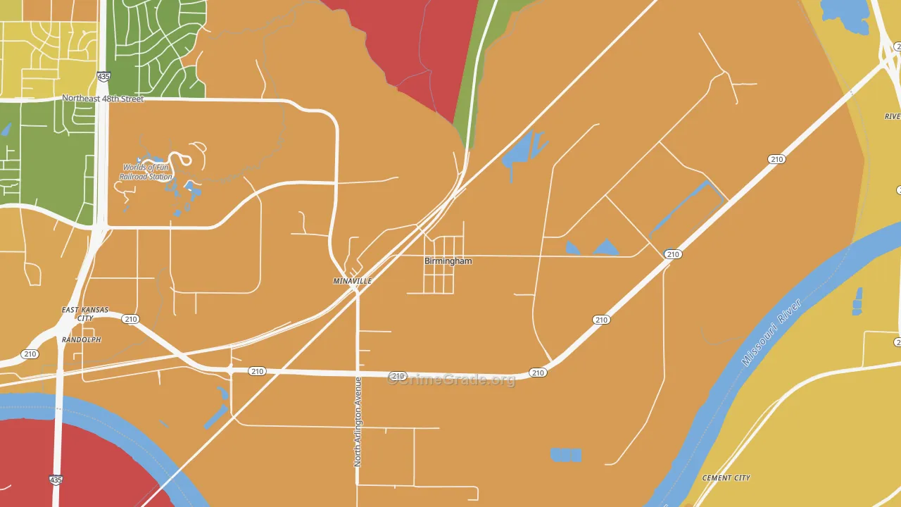 Birmingham, MO Map of Vandalism Rates