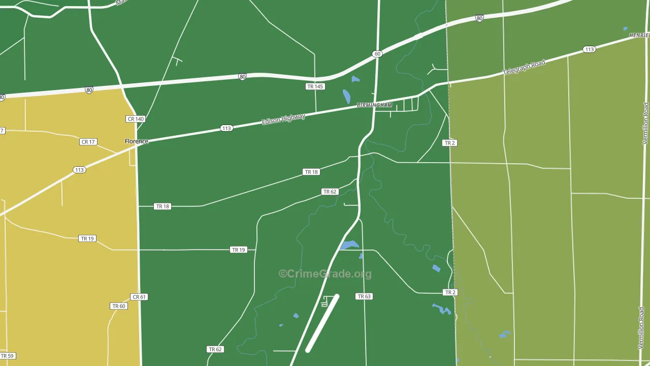 Birmingham, OH Map of Vandalism Rates