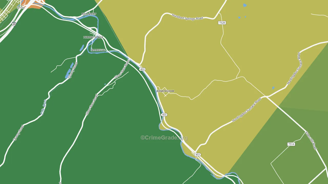 Birmingham, PA Map of Vandalism Rates