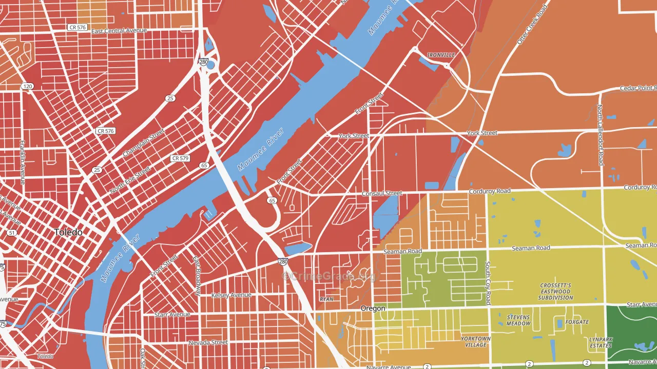 Birmingham, Toledo, OH Map of Vandalism Rates