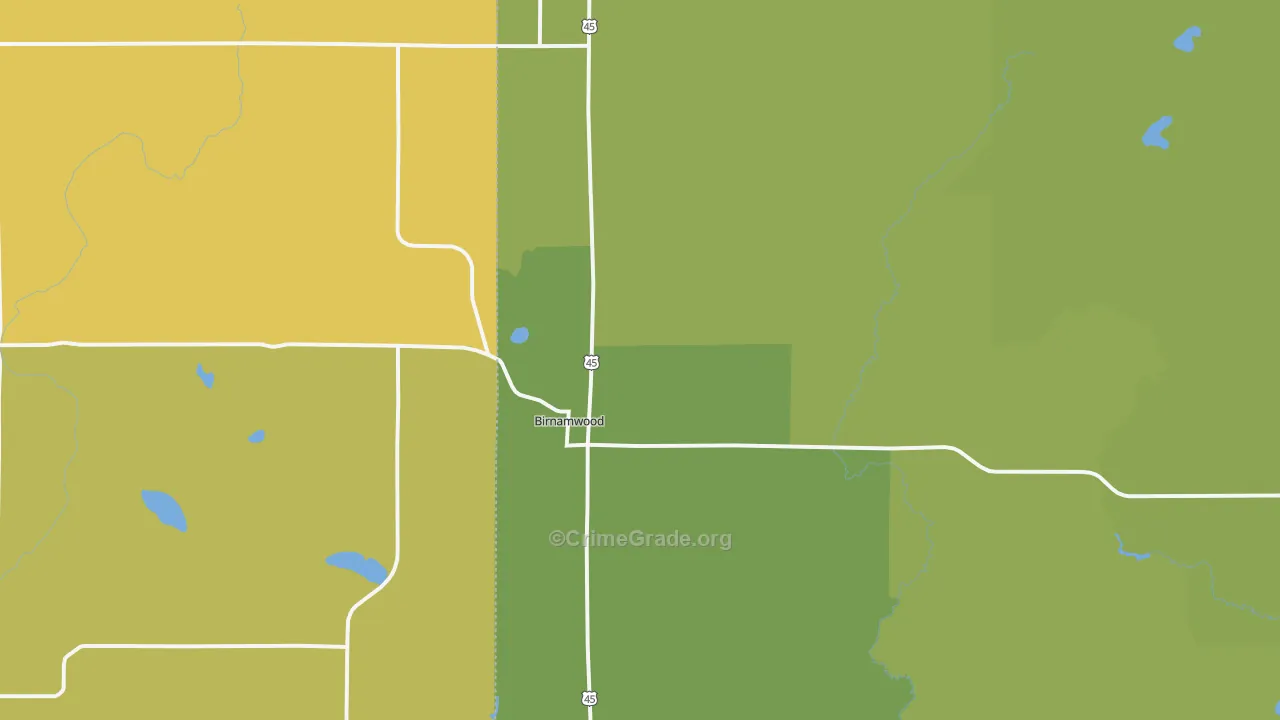 Birnamwood, WI Map of Vandalism Rates