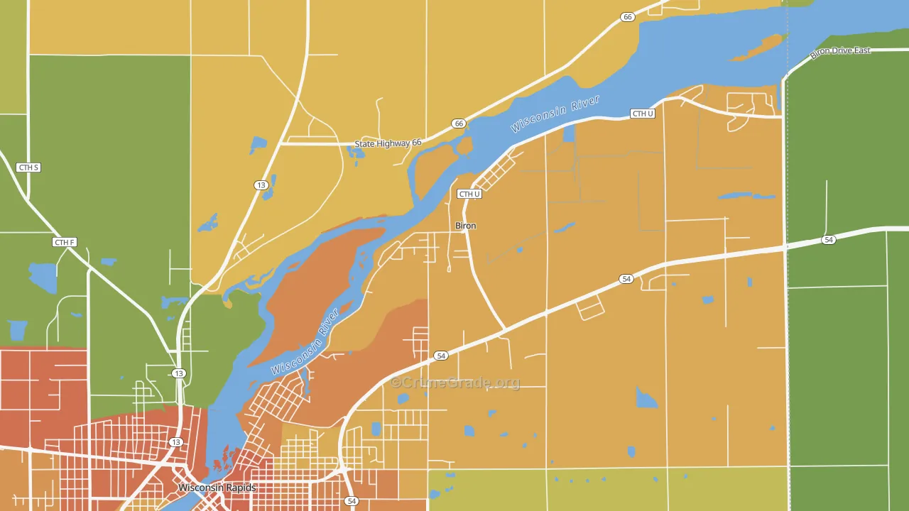 Biron, WI Map of Vandalism Rates