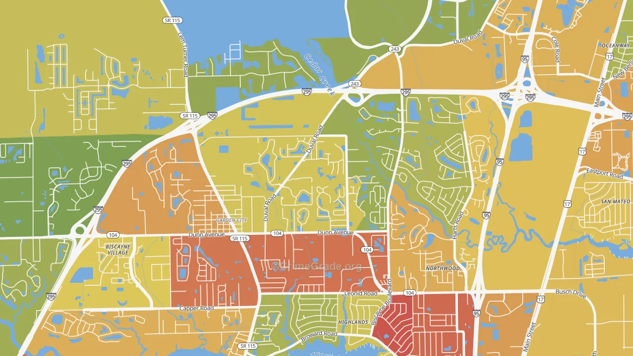 Biscayne, Jacksonville, FL Map of Vandalism Rates