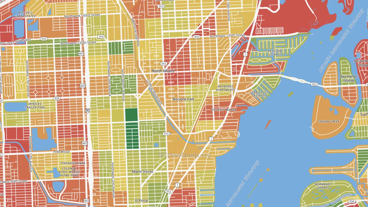 Biscayne Park, FL Map of Vandalism Rates