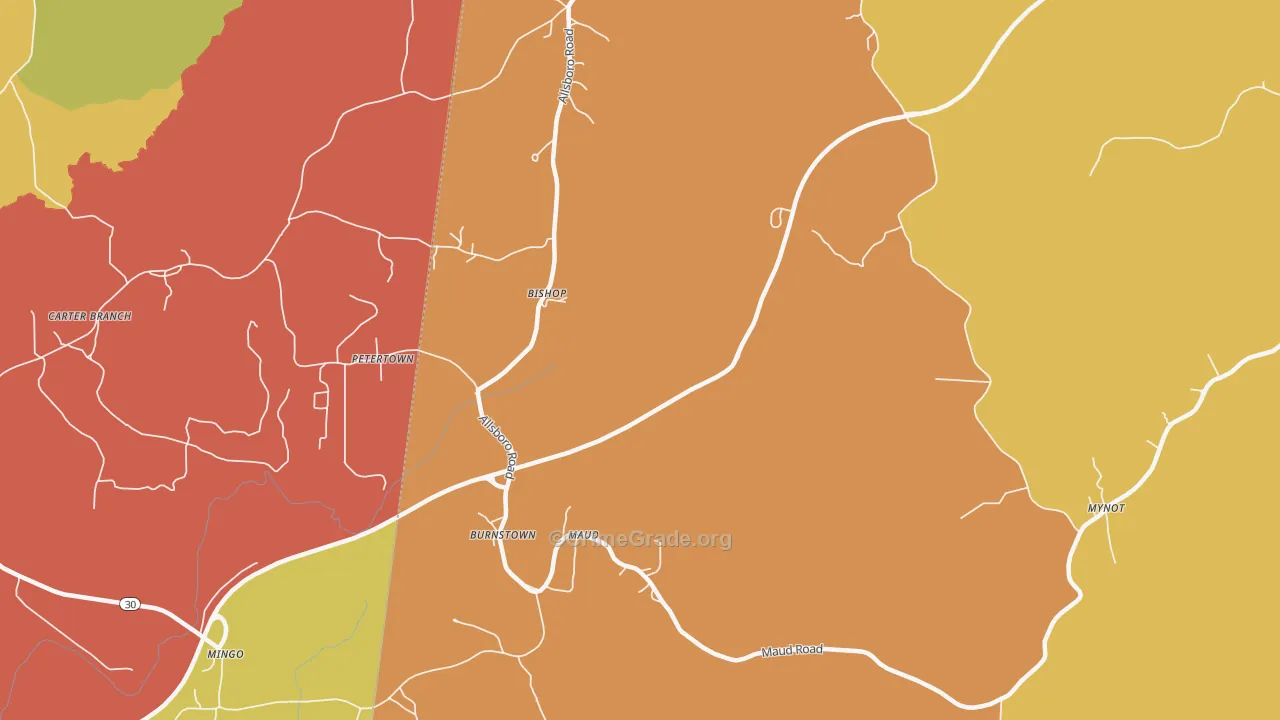 Bishop, AL Map of Vandalism Rates