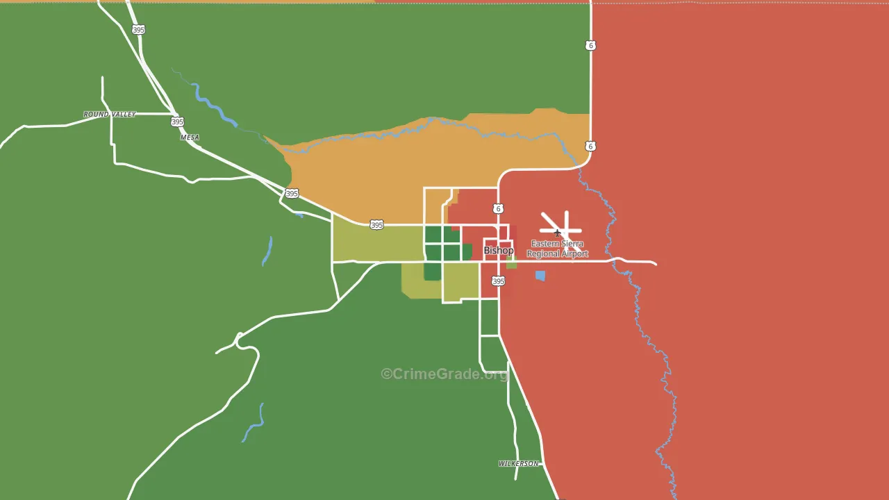 Bishop, CA Map of Vandalism Rates