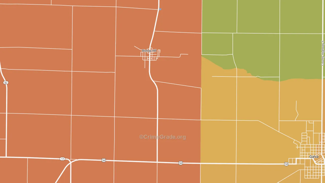 Bishop Hill, IL Map of Vandalism Rates