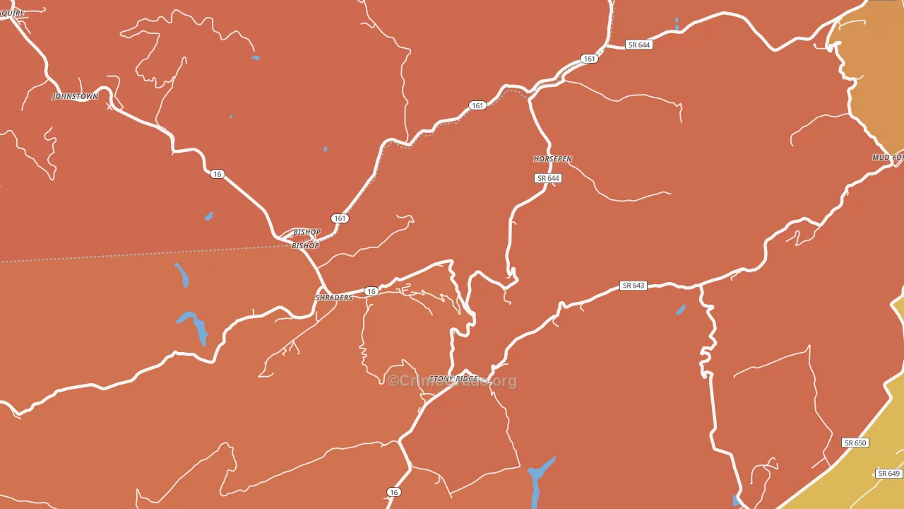 Bishop, VA Map of Vandalism Rates