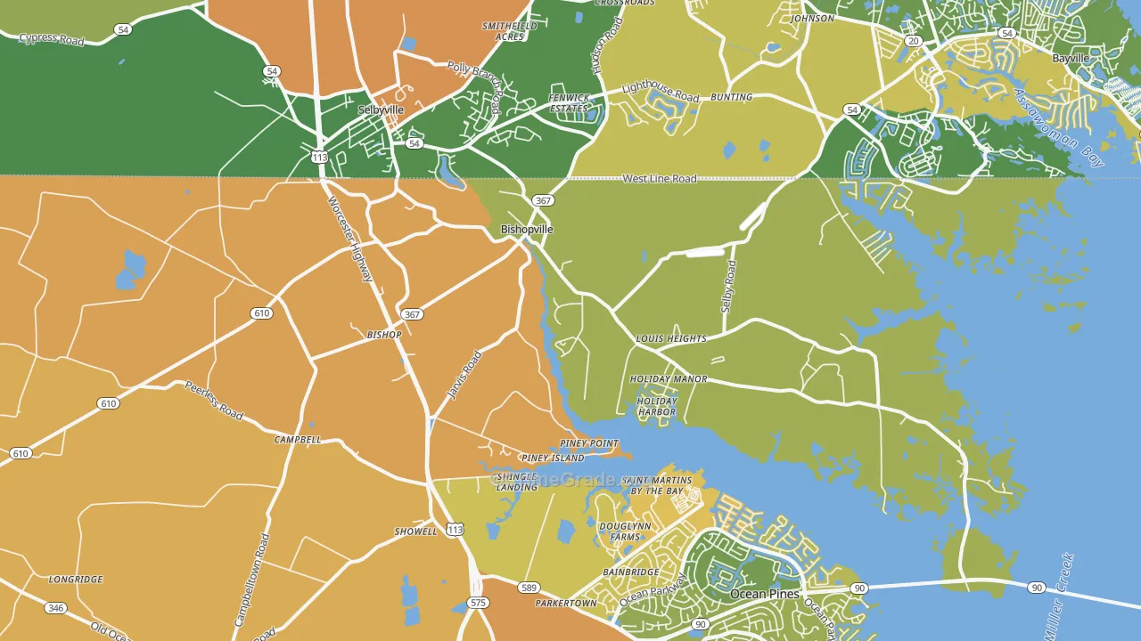 Bishopville, MD Map of Vandalism Rates
